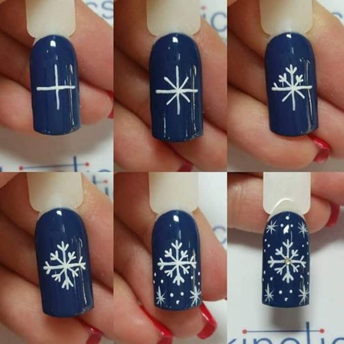 Пошаговое рисование снежинок кисточкой